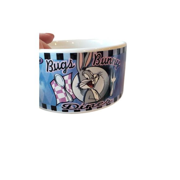 Vintage 1998 Bugs Bunny Daffy Diner Looney Tunes Warner Brothers Soup Mug Bowl - Picture 10 of 16